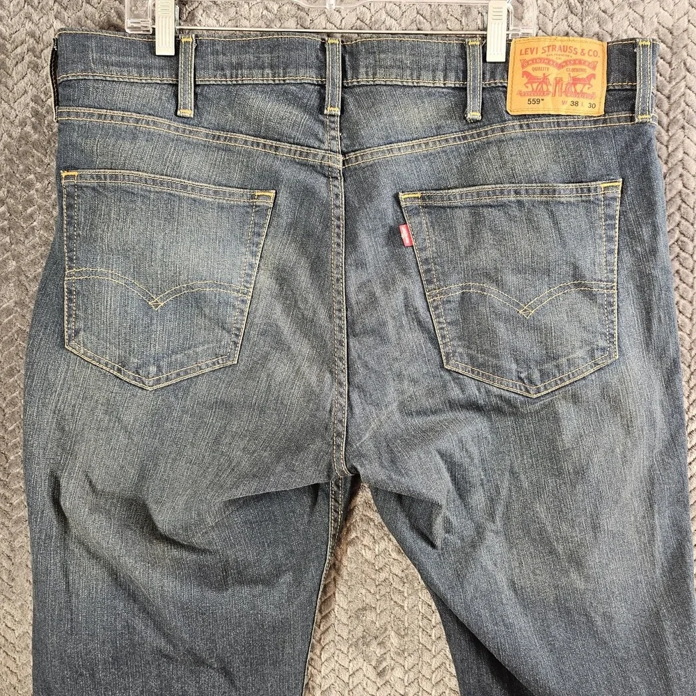 Levis 559 Jeans Mens 38x30 Blue‎ Relaxed Straight Leg Denim Medium Wash